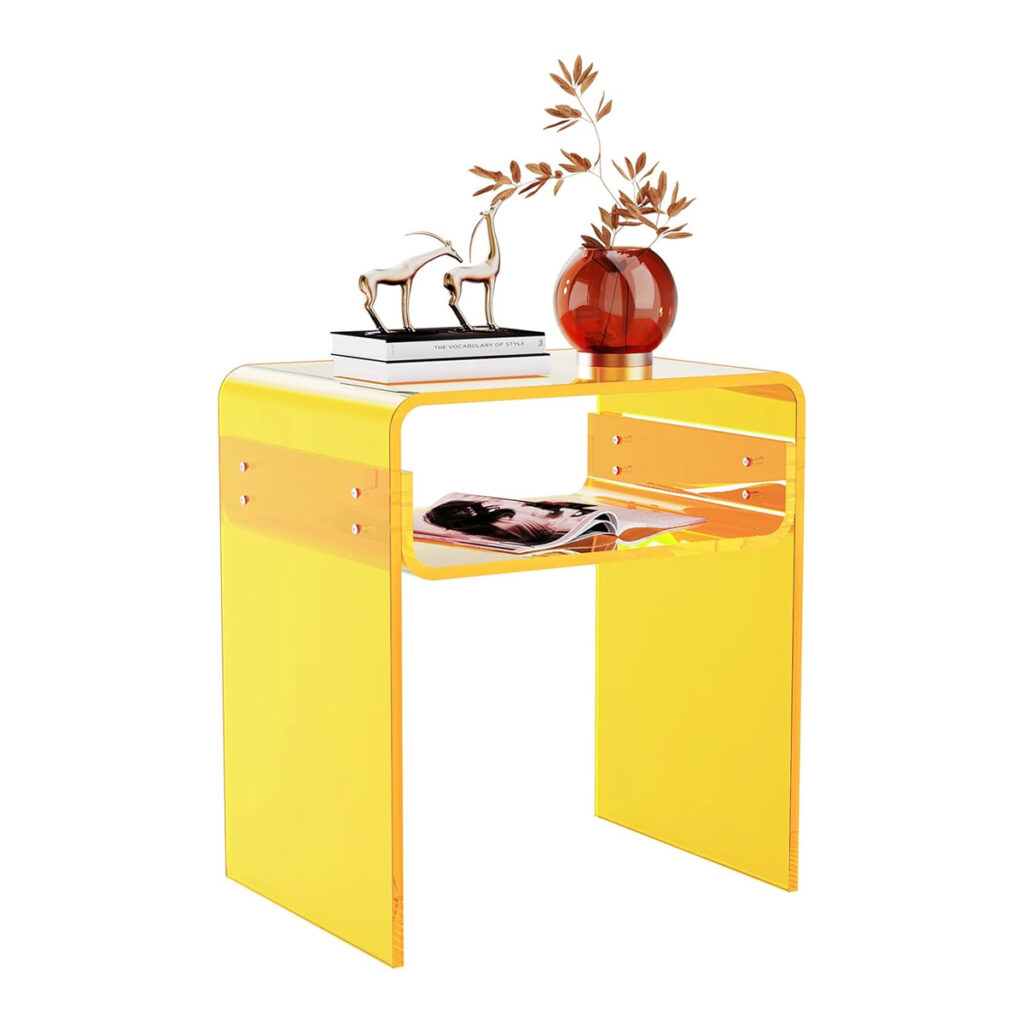 yellow acrylic side table decor