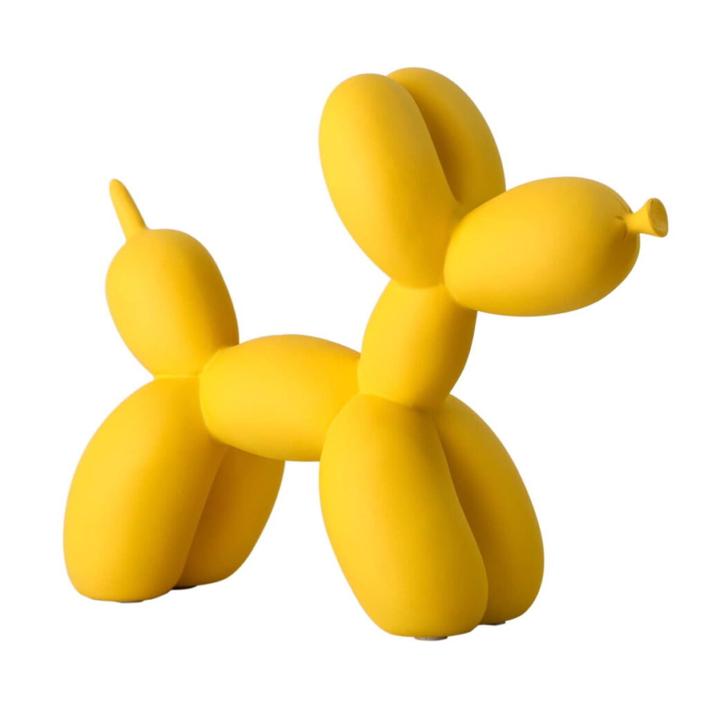 yellow balloon dog sculpture decor