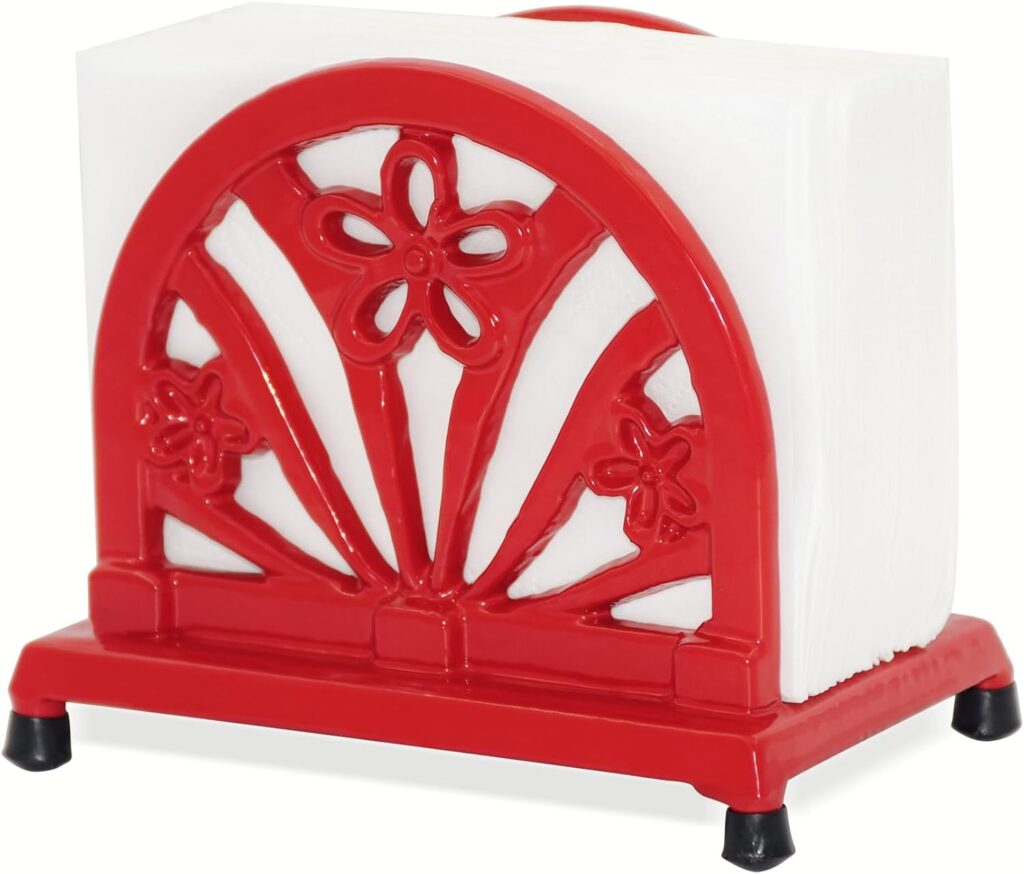 red cast iron napkin holder