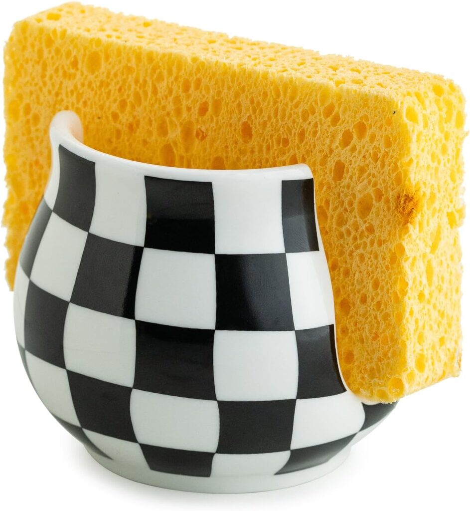checkered sponge holder kitchen