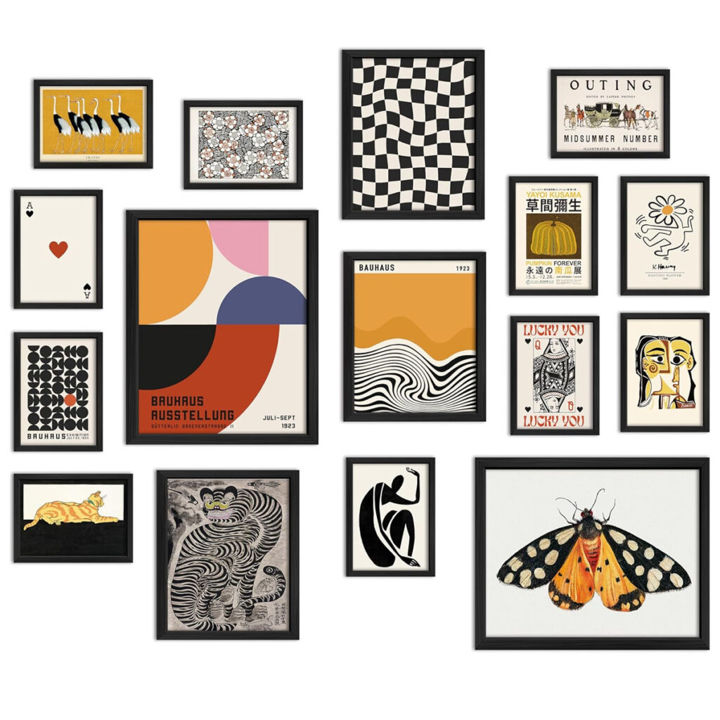 eclectic wall art collage dopamine decor