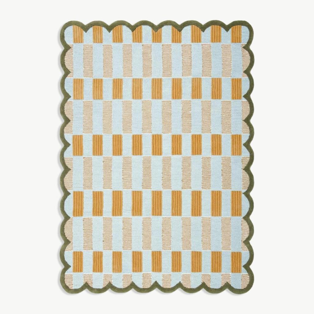 scalloped pattern rug dopamine decor