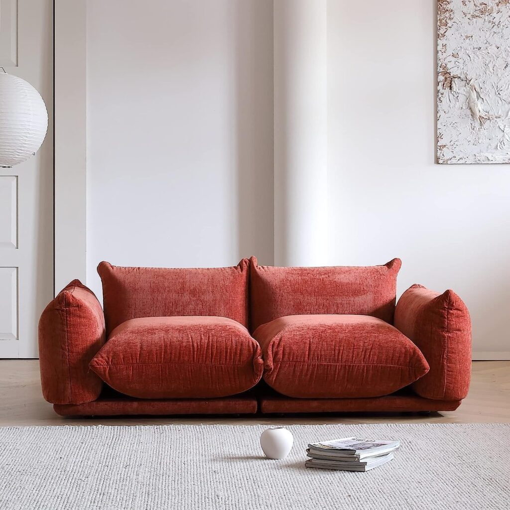 red velvet couch dopamine living room